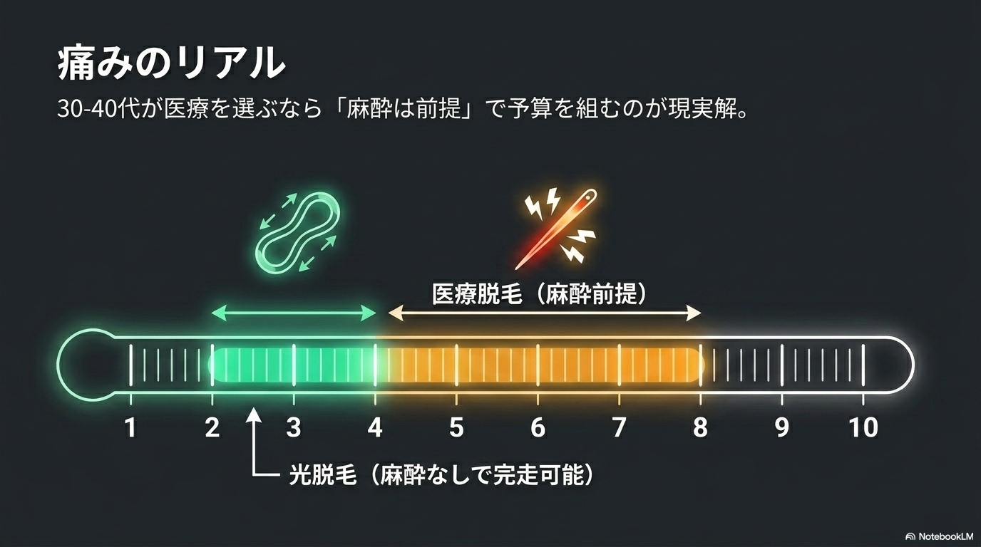 ヒゲ脱毛の痛みのリアル(部位別の目安)