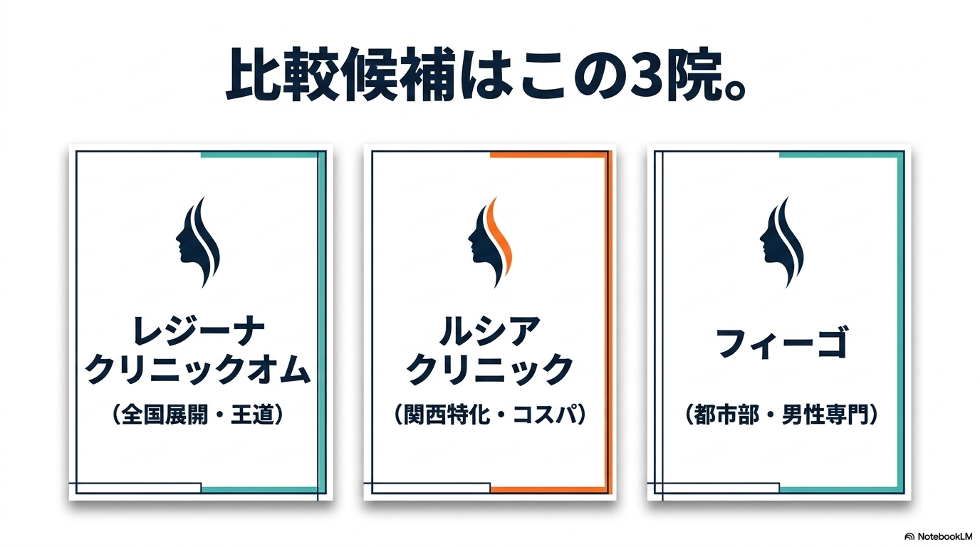 比較候補の3院(レジーナオム・ルシア・フィーゴ)