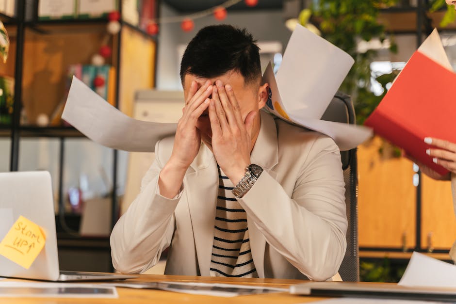 japanese businessman exhausted office stress evening (Photo by AI25.Studio AI GENERATIVE via Pexels)
