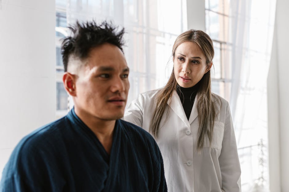 japanese man consultation skincare doctor clinic