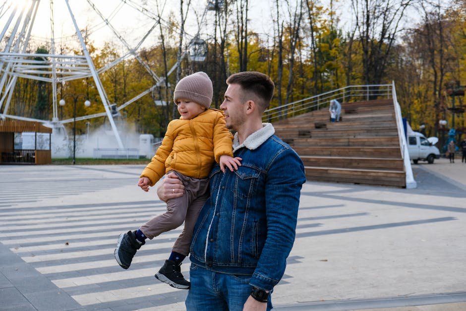 father child weekend casual outfit park