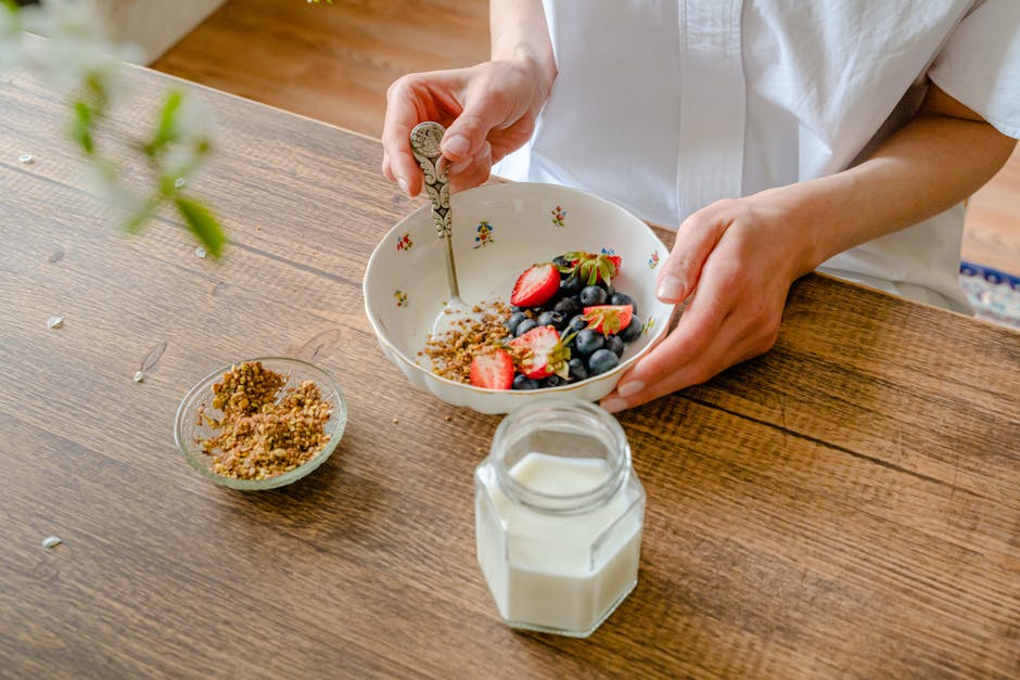 japanese man yogurt protein breakfast kitchen morning