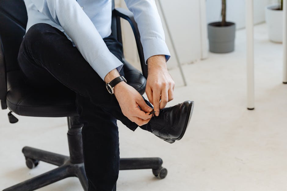 japanese businessman leather shoes close up office