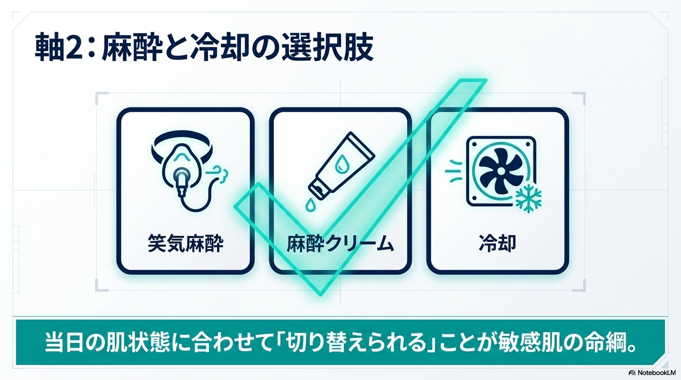麻酔・冷却の選択肢（敏感肌対応）