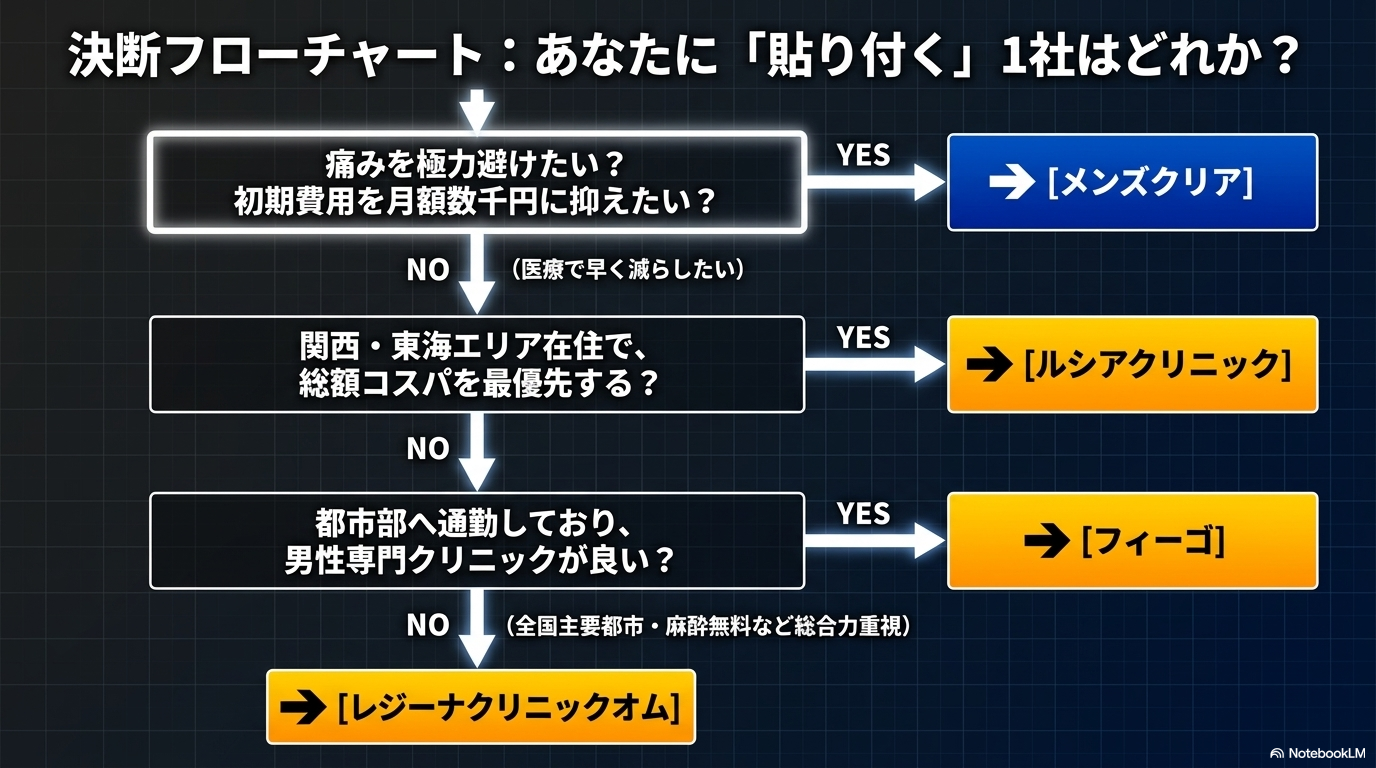 自分に合うヒゲ脱毛1社を選ぶ決断フローチャート