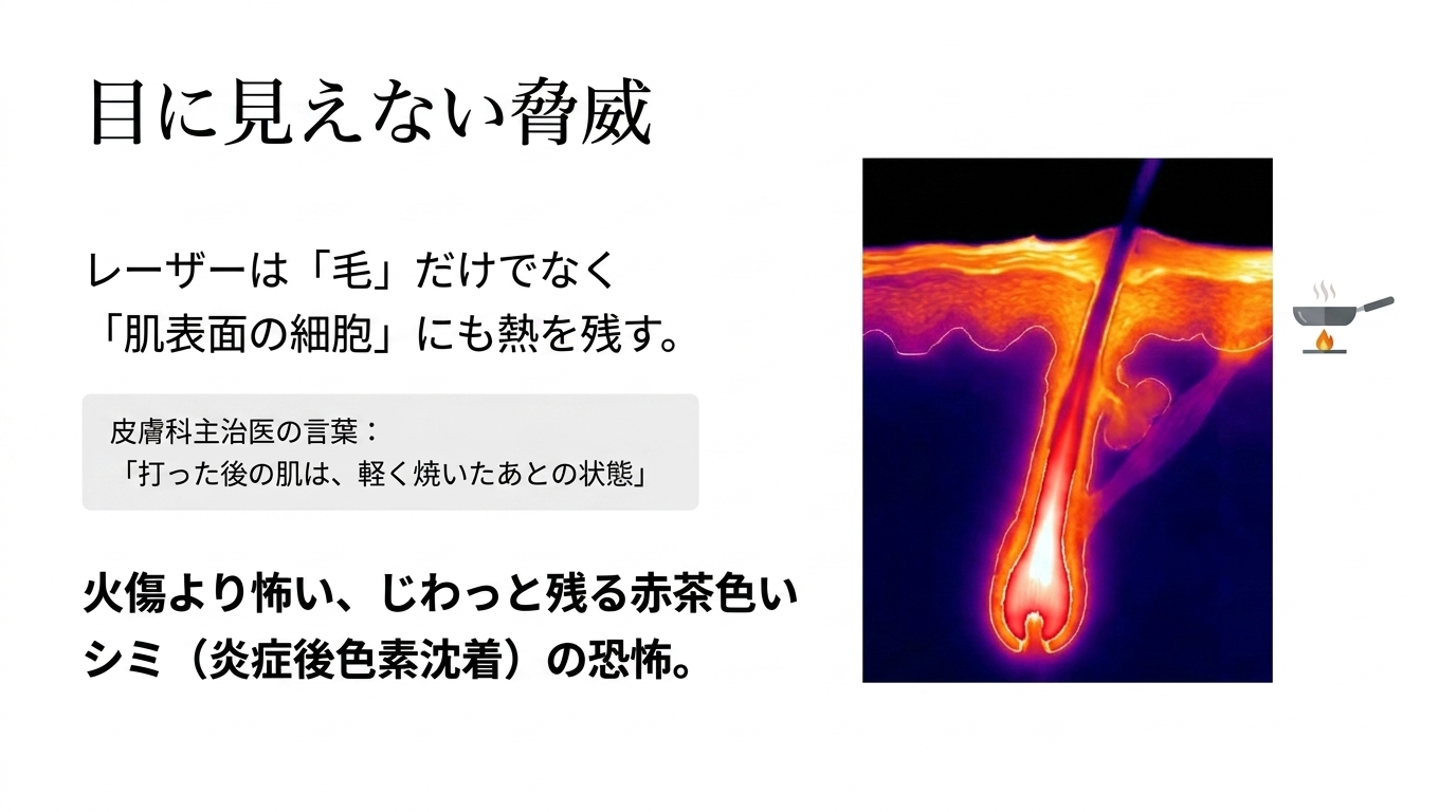 ヒゲ脱毛の色素沈着が起きやすい仕組み(図解)