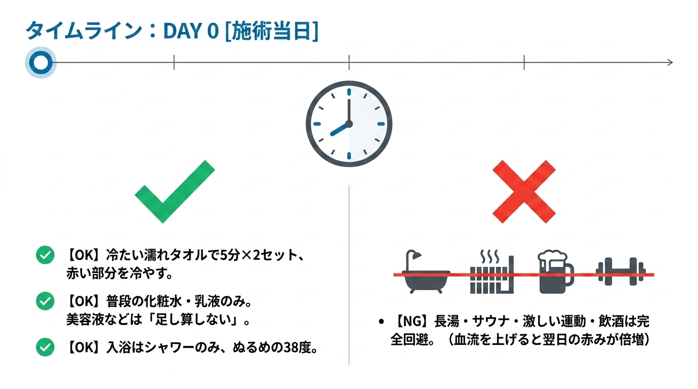 ヒゲ脱毛後のDAY0-3保湿手順(図解)