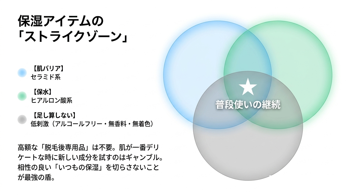 ヒゲ脱毛後の保湿アイテムの選び方(図解)