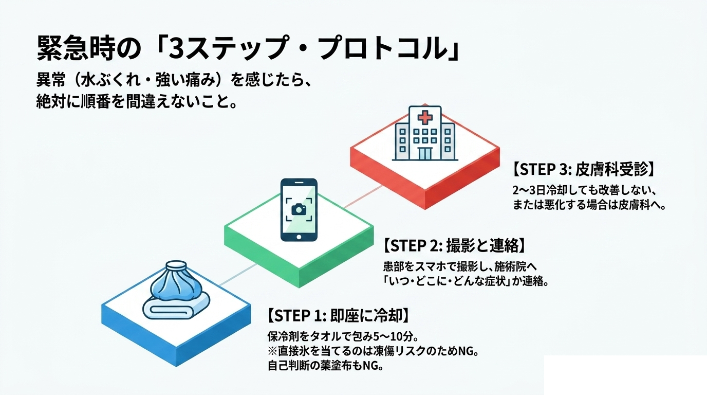 火傷・色素沈着が起きた時の対処3ステップ(図解)
