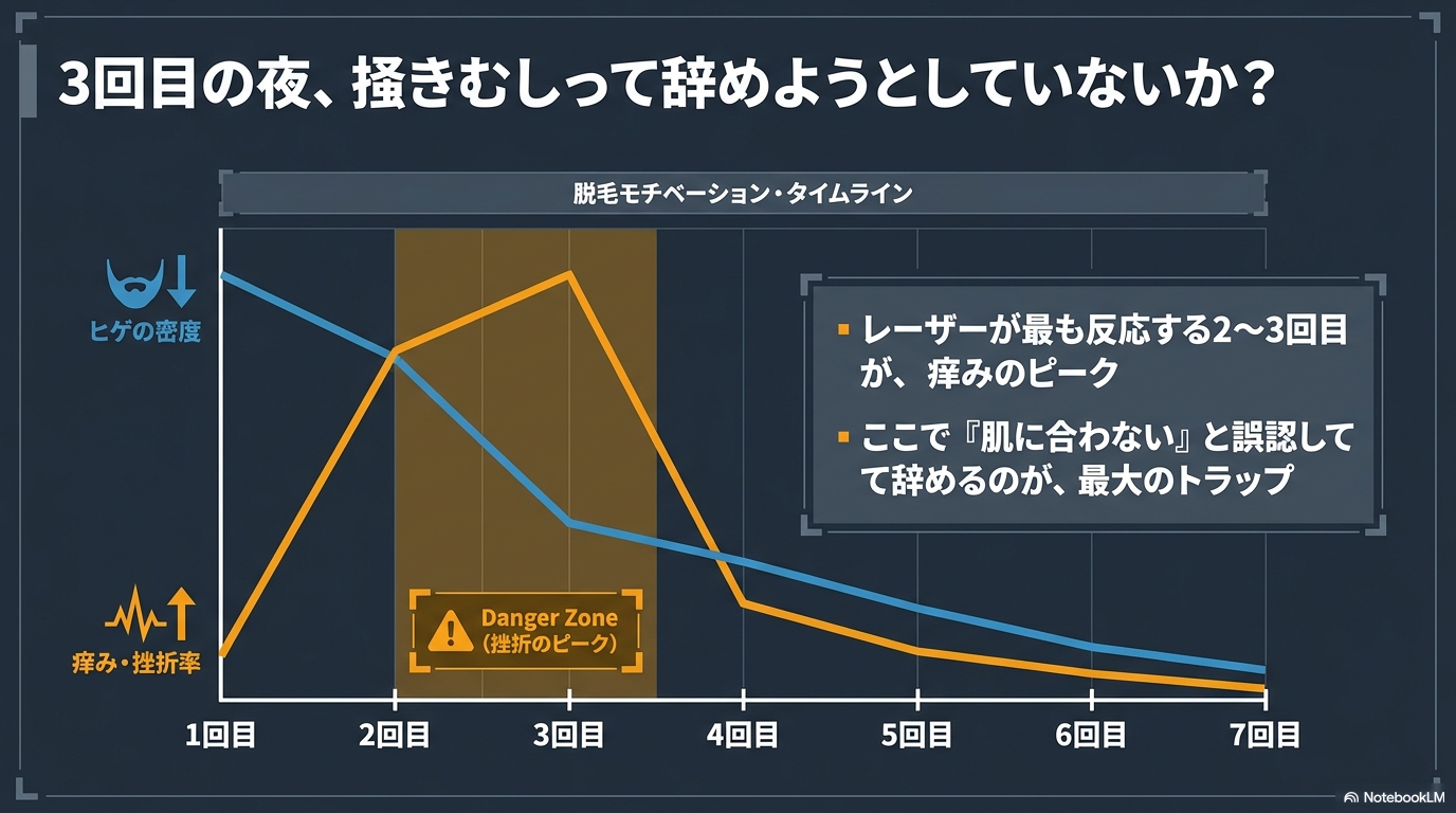 ヒゲ脱毛3回目に掻きむしって辞めそうになる前に