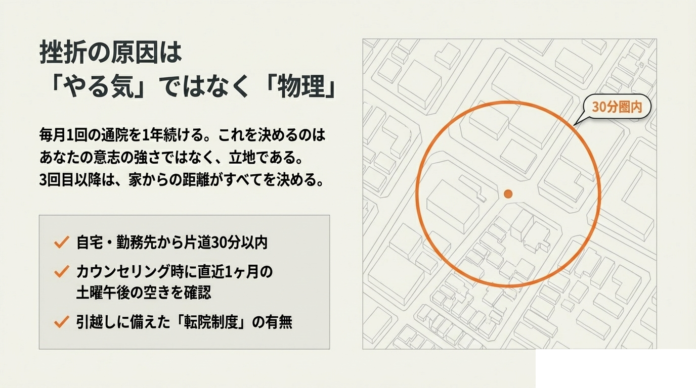 失敗例①クリニック選び:相性で選ぶ(図解)