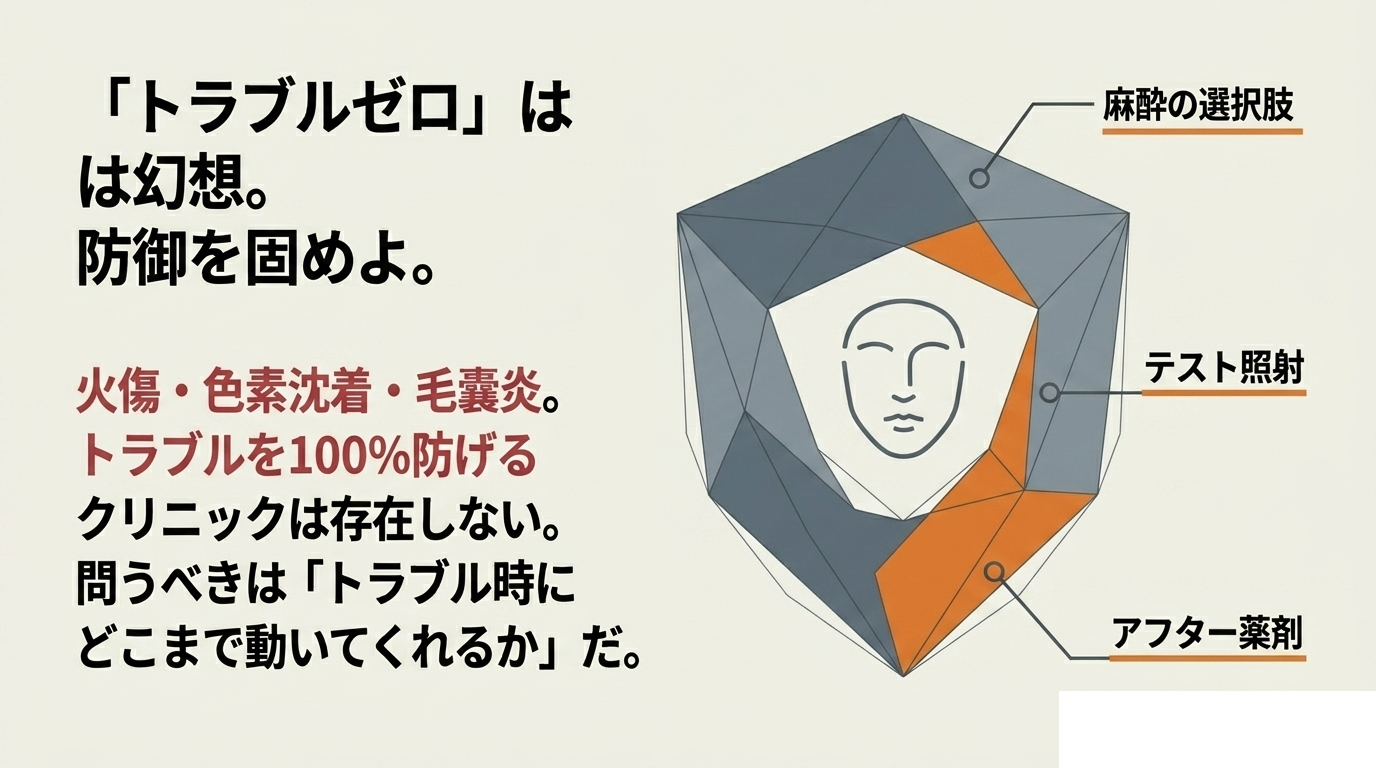 失敗例③施術トラブル 火傷・色素沈着・毛嚢炎(図解)