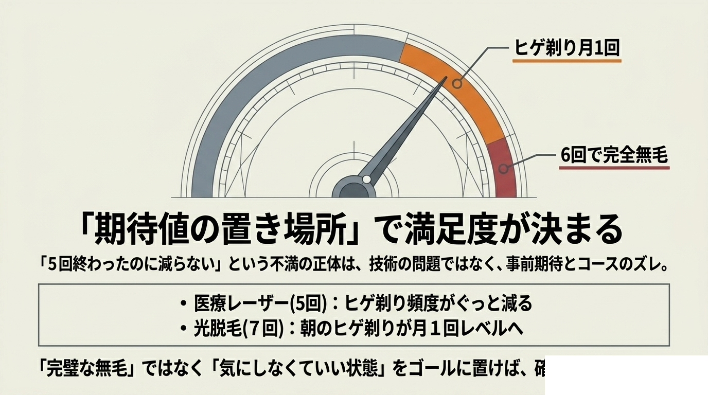 失敗例④効果実感の遅れ:期待値の置き場所(図解)