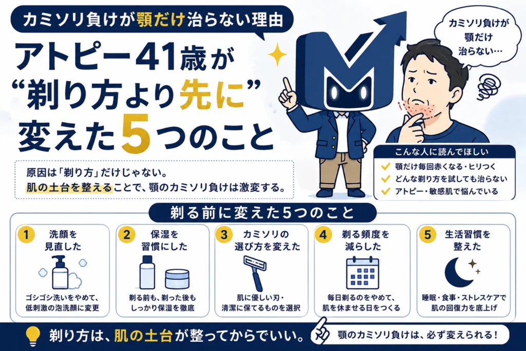 カミソリ負けが顎だけ治らない理由 アトピー41歳が剃り方より先に変えた5つ