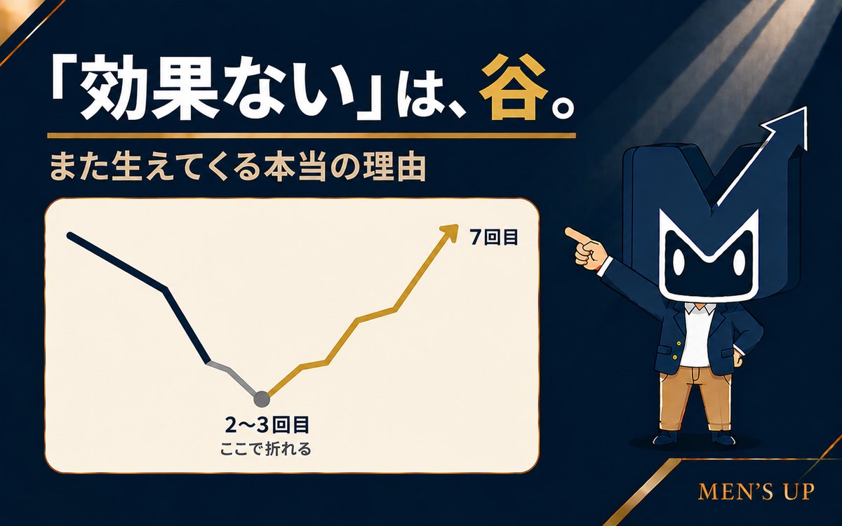 「効果ない」は谷 また生えてくる本当の理由 2〜3回目で折れる人が多く7回目に向けて変化する折れ線グラフ アイキャッチ